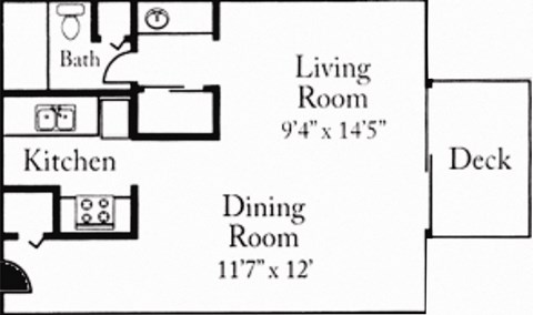 Ventana Apartments and Townhomes Studio Floor Plan